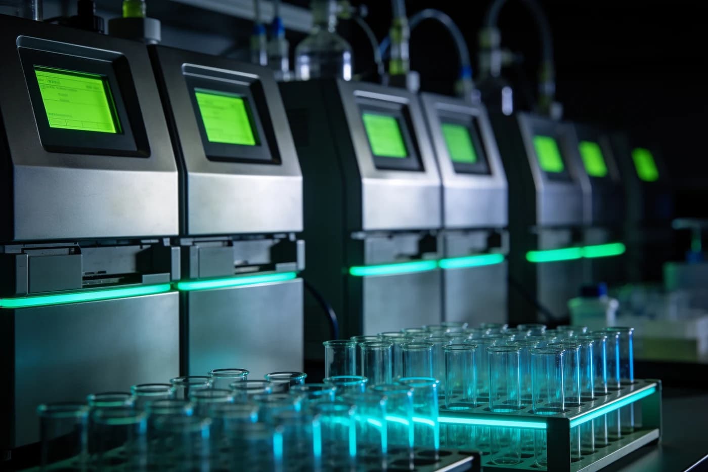 Analytical chemistry instruments in a laboratory